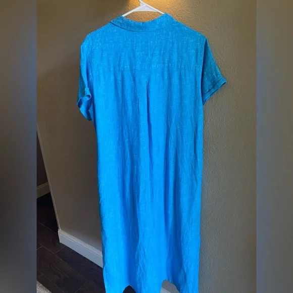 C&C California Blue Linen shirt Dress/ Size large - Picture 4 of 8